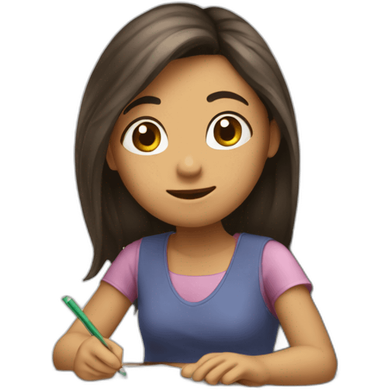 Menina estudando e sonhando emoji