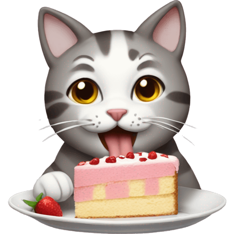 Cat eating cake emoji