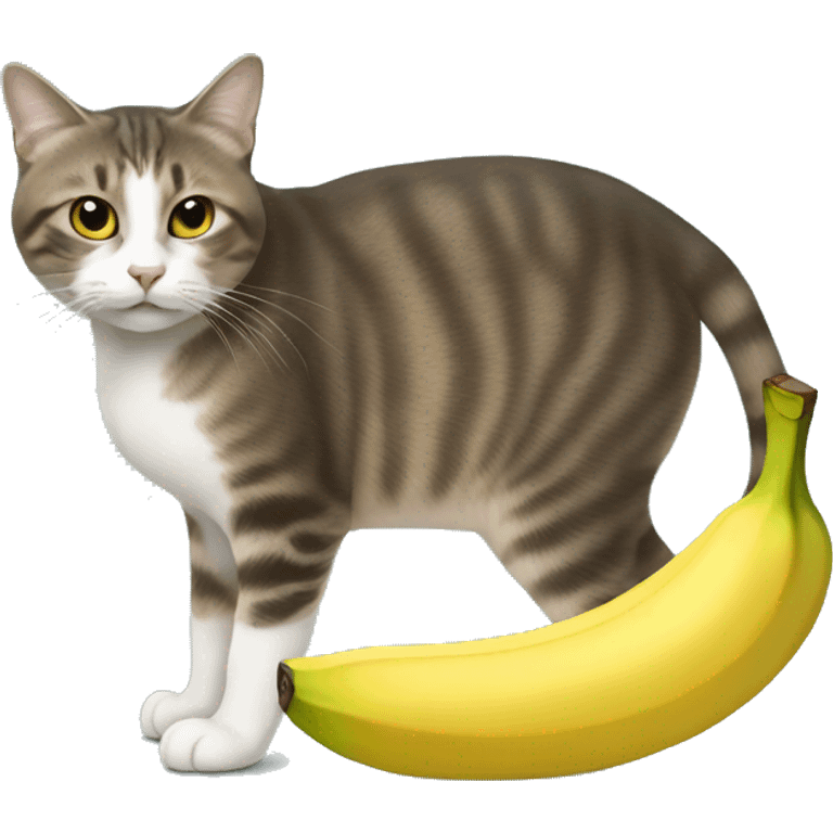 Un chat qui mange une banane emoji