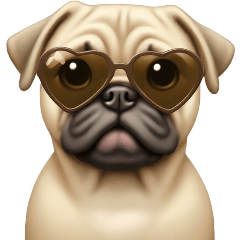 Beige pug with beige heart shaped sunglasses emoji