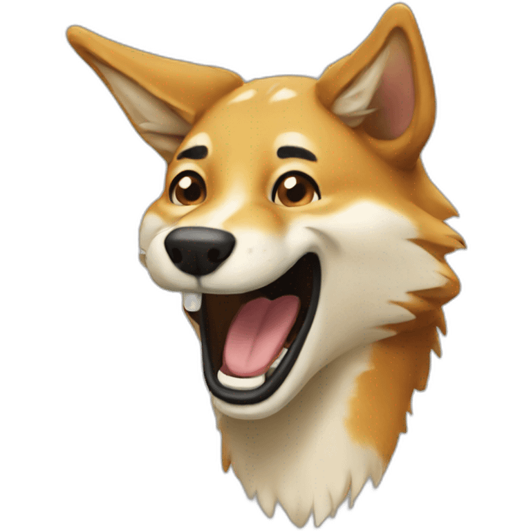 A dingo laughing emoji