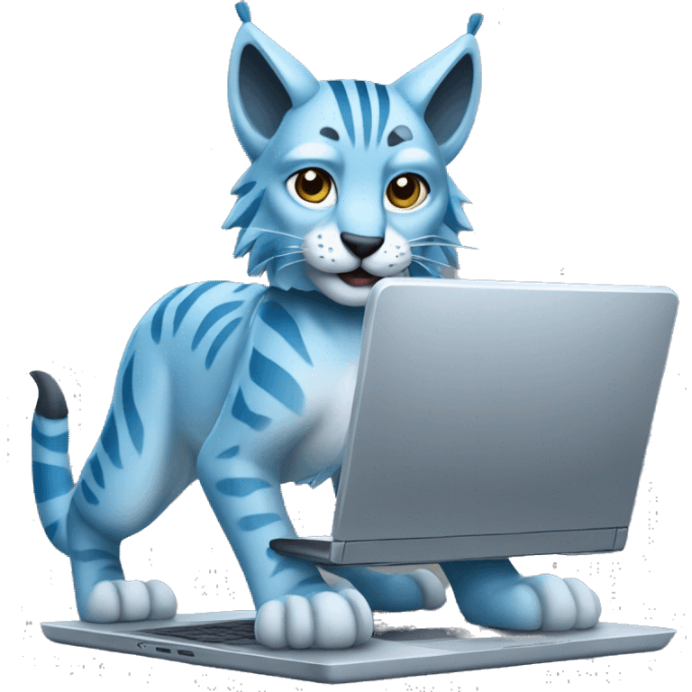 A blue lynx with a laptop emoji