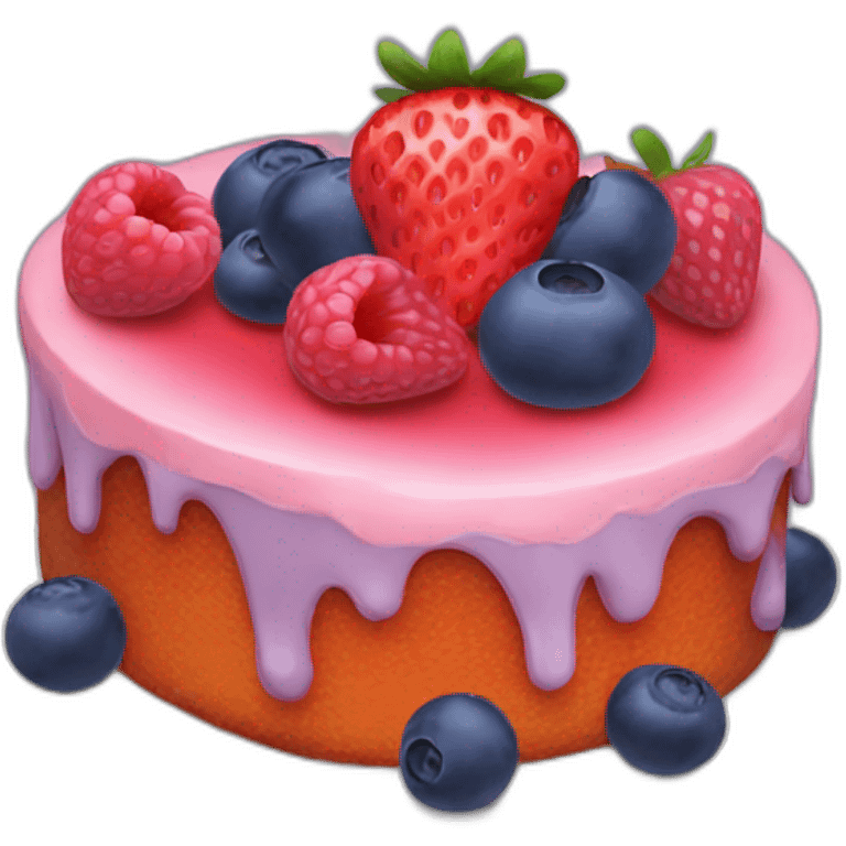 Strawberry, raspberry ans blueberry cake emoji