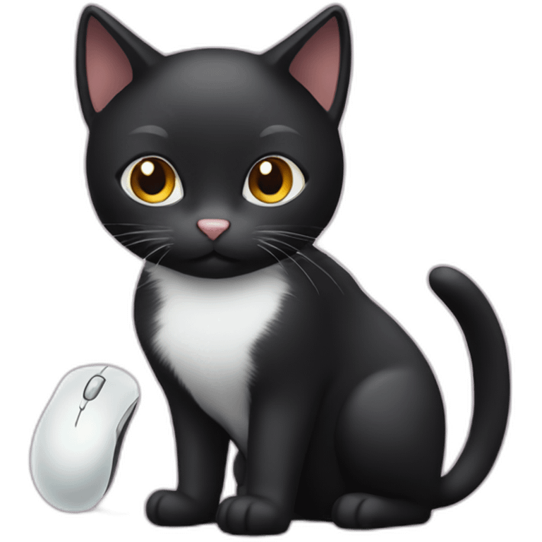 Black cat with White mouse emoji