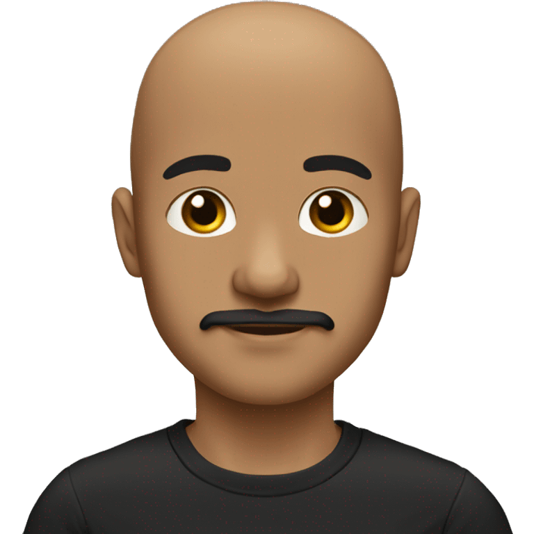 young bald man, dark brown mustache, hazel eyes, black long sleeve  emoji