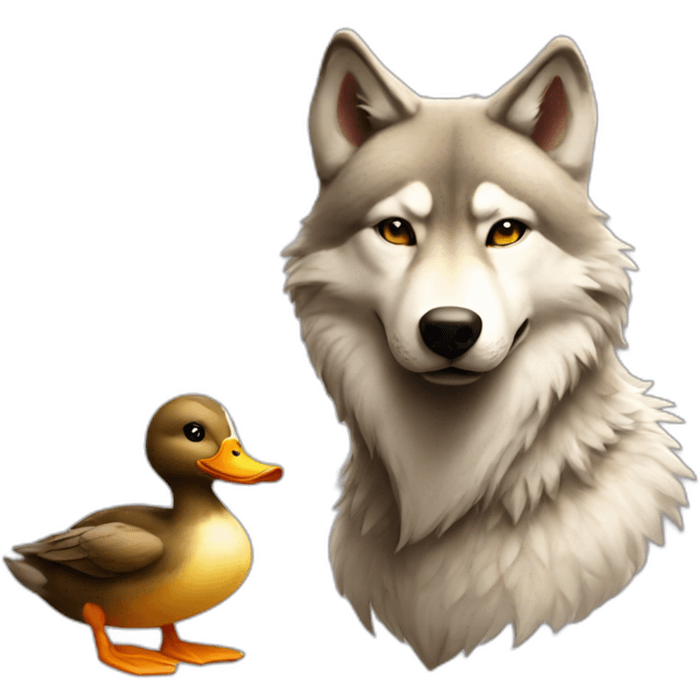 Duck love a wolf emoji