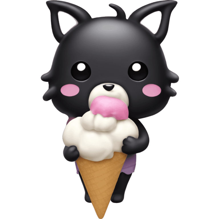 Kuromi eating icecream emoji