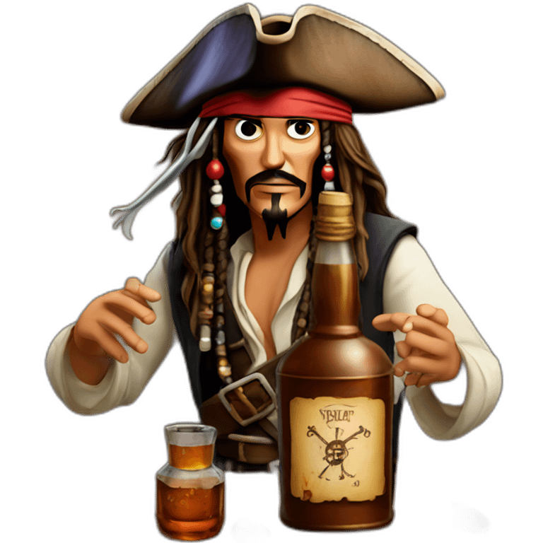 Jack sparrow staring at empty rum bottle emoji