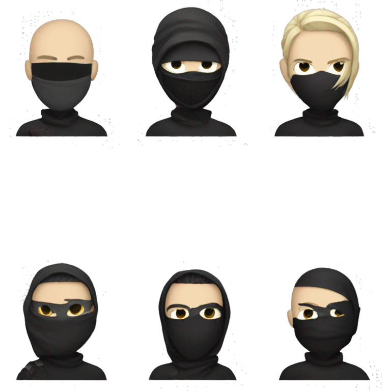 cyber ninja white skin black clothing emoji