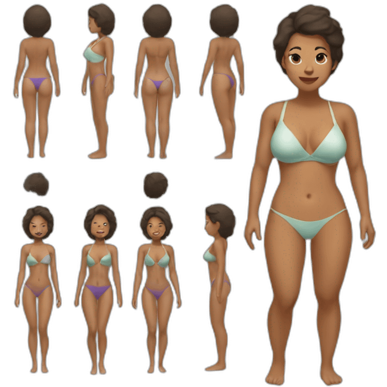 woman body, shaped body, blasian, skin, beachsuit emoji