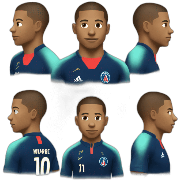 Vue sur Mbappe dans son dos écrit Mbappe 10 emoji