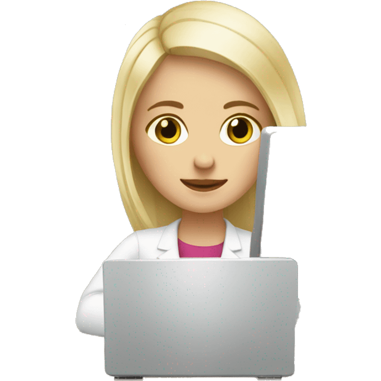 white blonde girl working on the computer  emoji