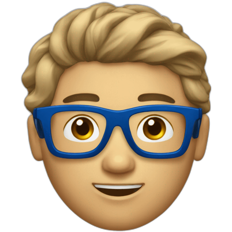 Un jeune homme avec les cheveux bleus et des lunettes de ski emoji