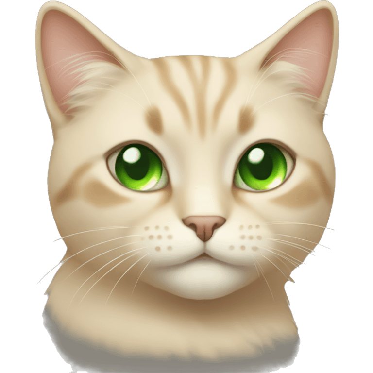 Beige cat with green eyes fluffy emoji