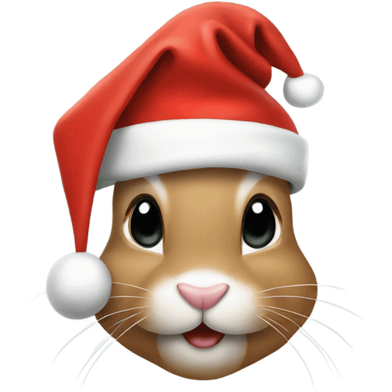 Bunny wearing a Christmas hat emoji