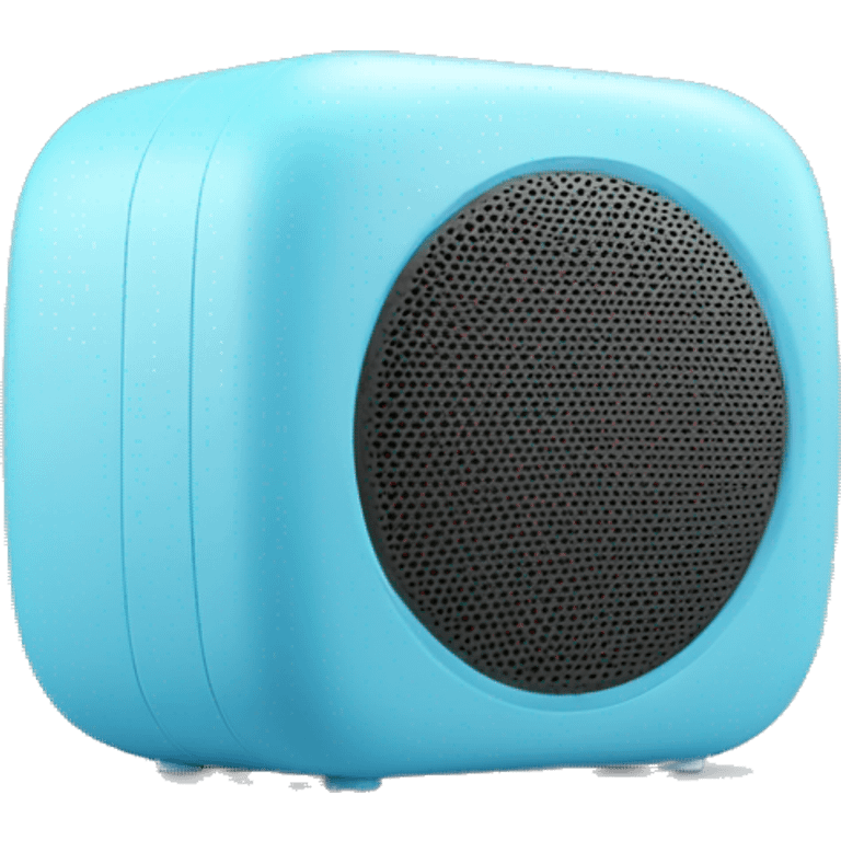 Realistic baby blue portable smart speaker isolated. emoji