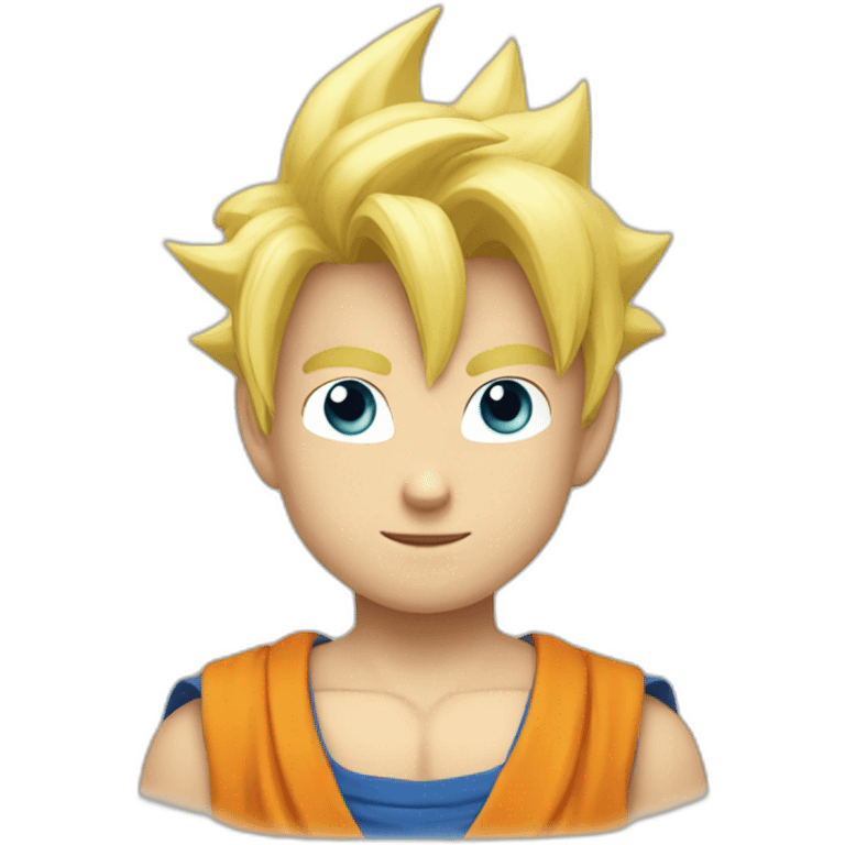 young san goku with short blond hair and blue eyes emoji