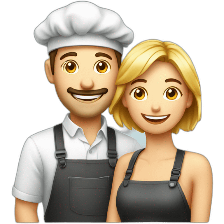 food photographers man and woman happy. Camera** and food emoji