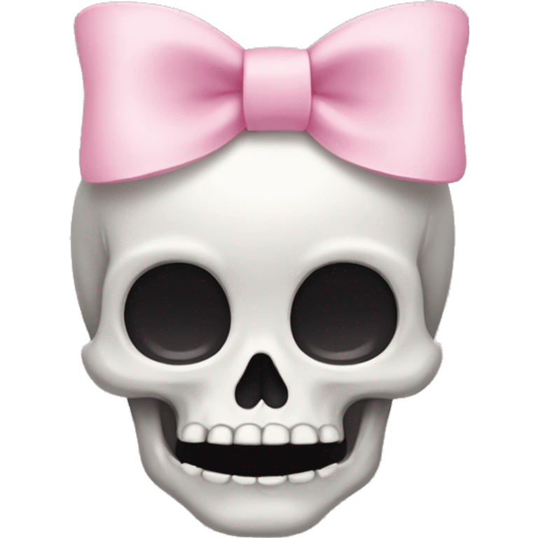 cute skull with light pink bow on top of head emoji