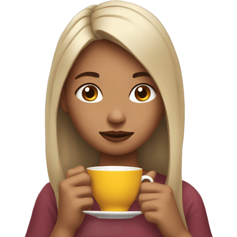 Girl sipping tea emoji