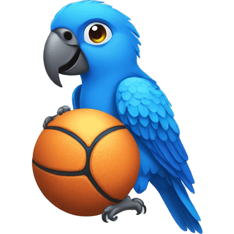 Blue parrot holding a ball emoji