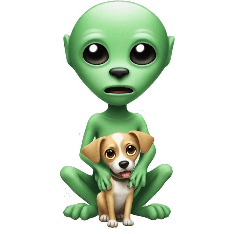 Alien is petting a dog emoji