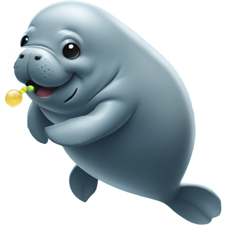 A manatee blowing bubbles and dancing  emoji