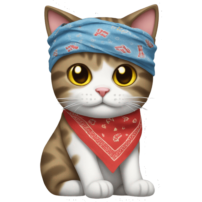 Cat wearing socks with a bandana emoji