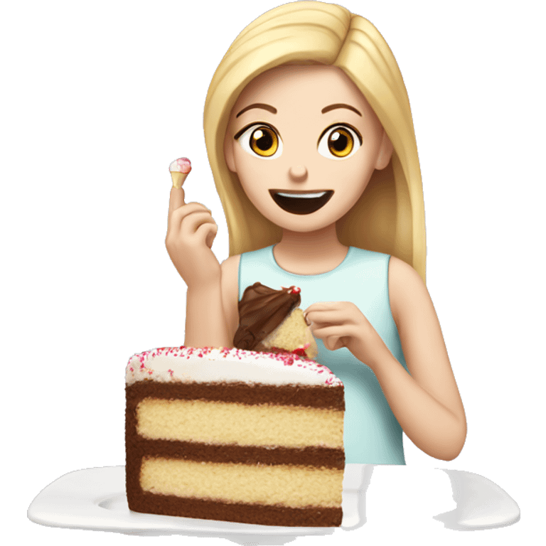 White girl eating cake emoji