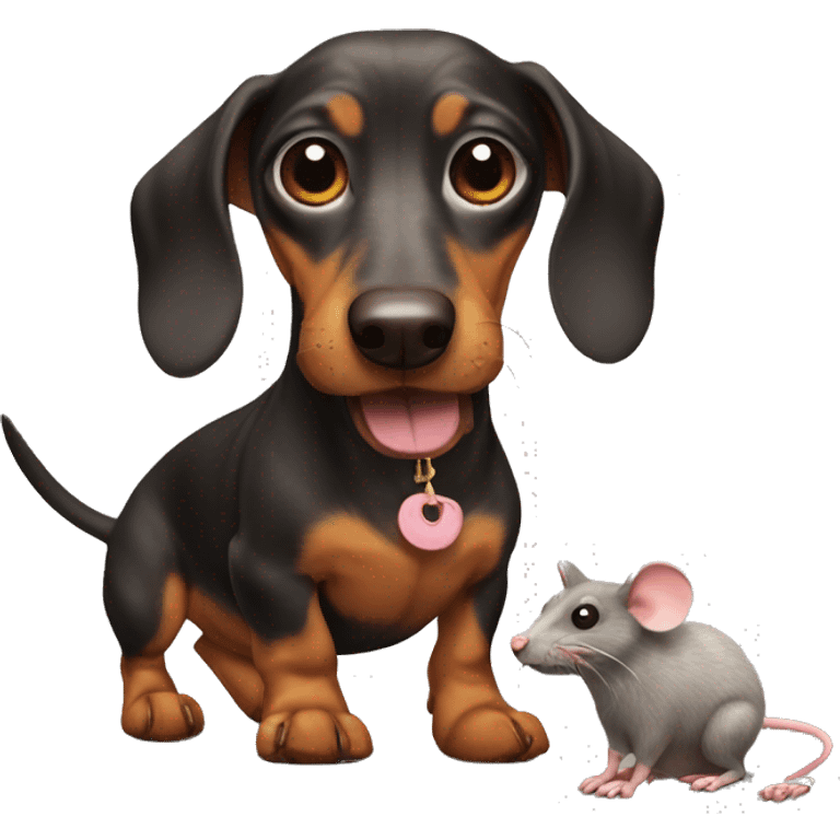 Dachshund with a plush rat in the mouth  emoji