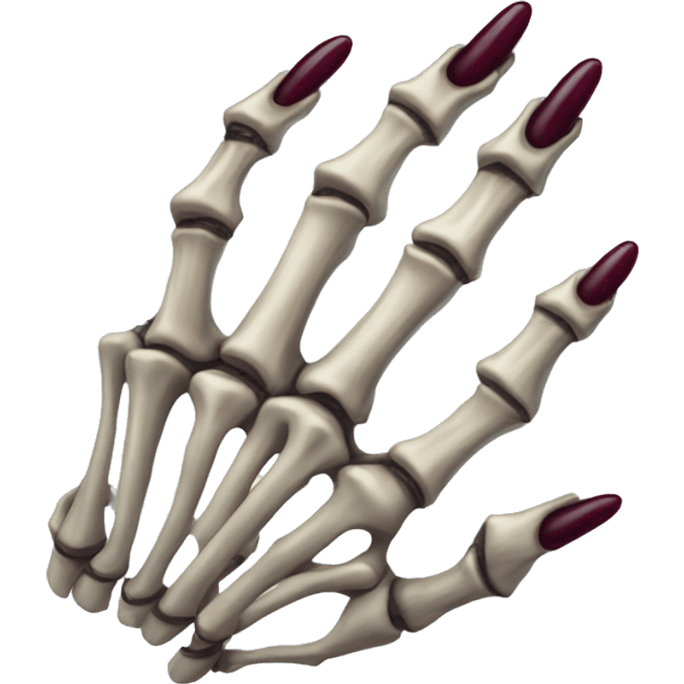 skeleton hand with long maroon nails and rings  emoji