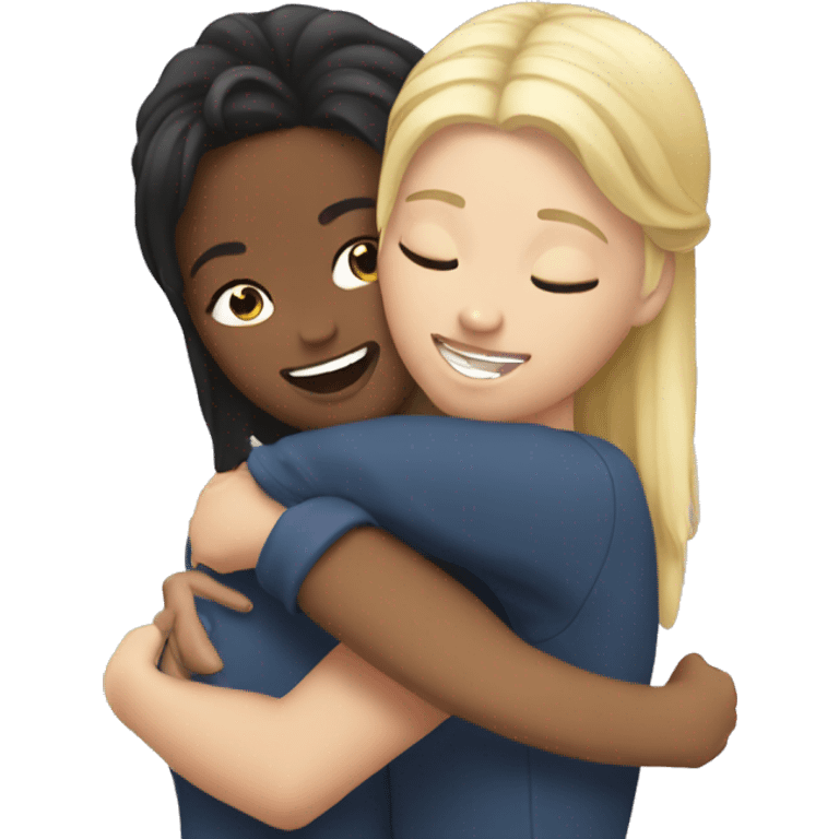 Best friends hugging blonde and brunette emoji