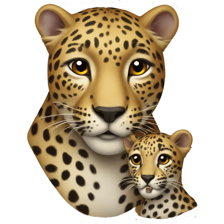 Leopard with cub  emoji