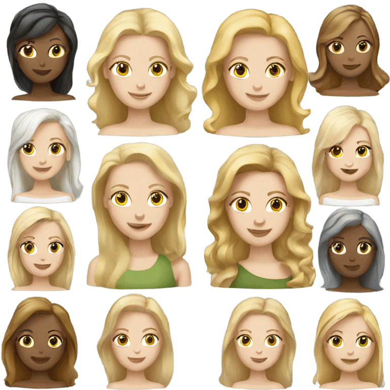 2 white female friends with blonde hair 1 brunnete white female emoji