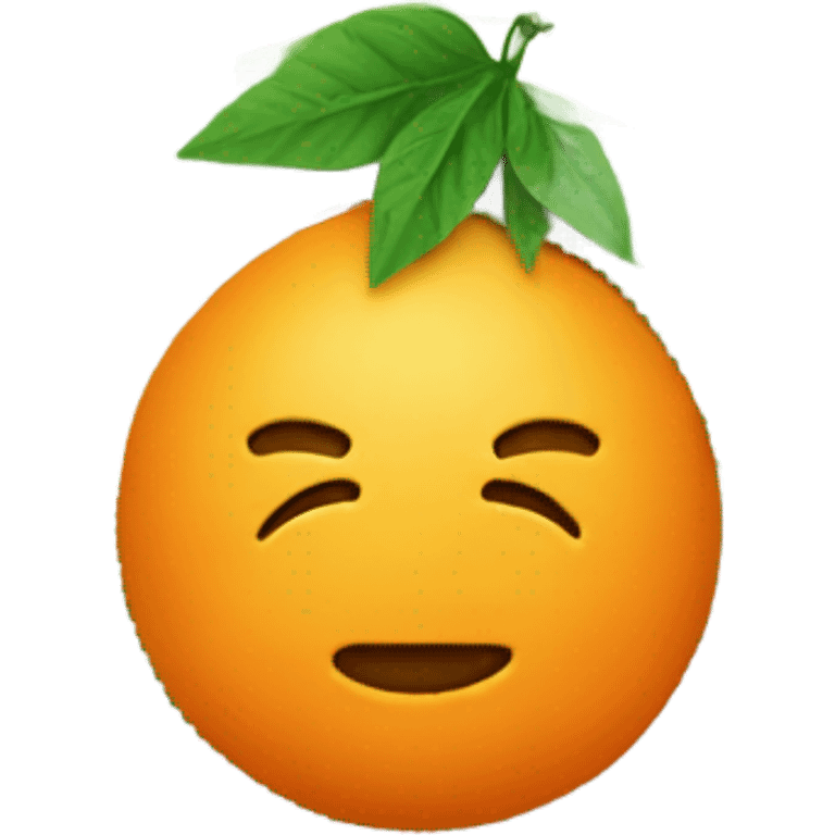 an orange and a leaf emoji