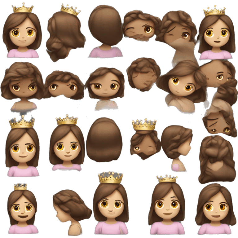 girl 5 years old with straight brown hair with crown and dress emoji