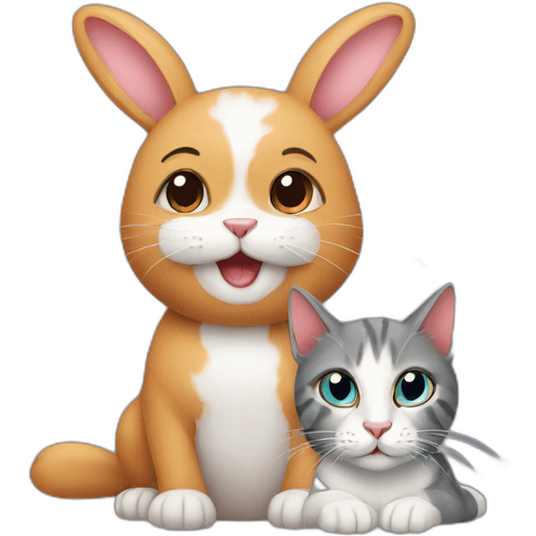 Rabbit and cat emoji