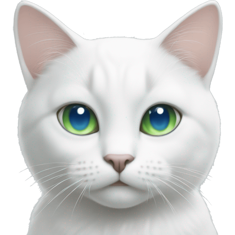 White cat with blue And green eyes emoji