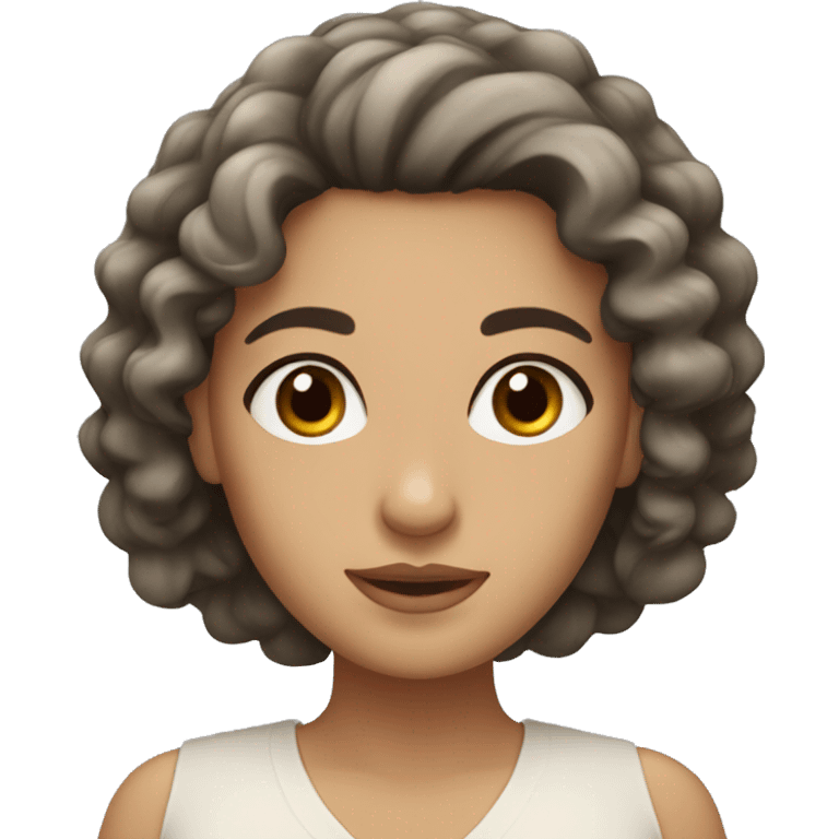 Greek woman with black curly hair and brown eyes emoji