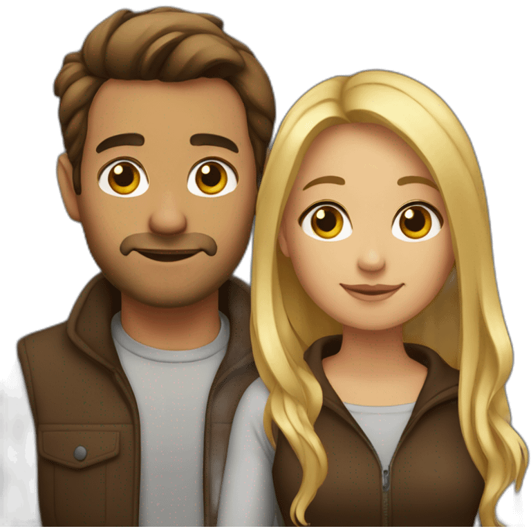 Couple brune et blond emoji