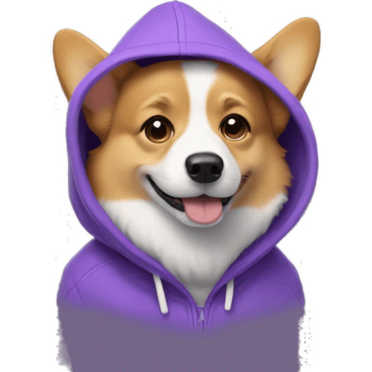 Corgi wearing a purple hoodie  emoji