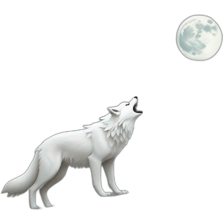 White wolf howling at the moon emoji