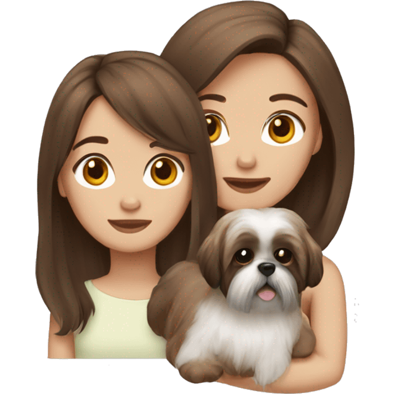 Girl with brown hair and shih tzu emoji