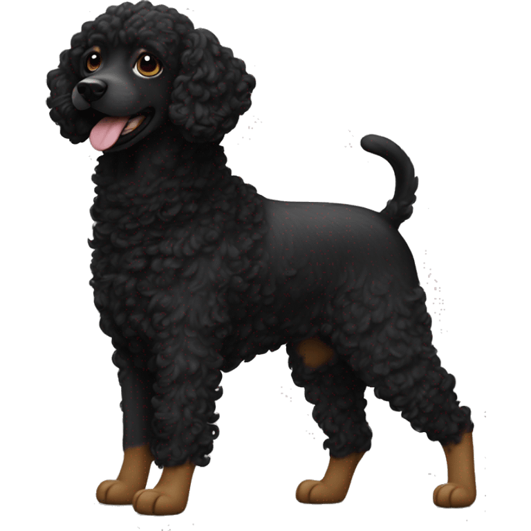 A black curly dog going out for a walk emoji