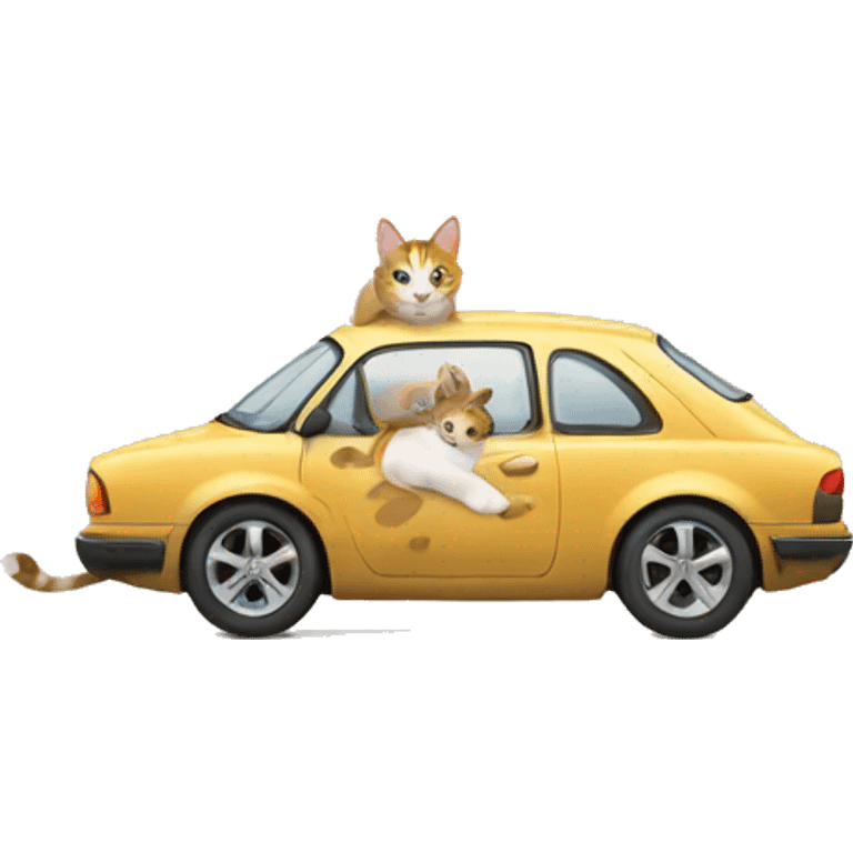 Car with cat emoji