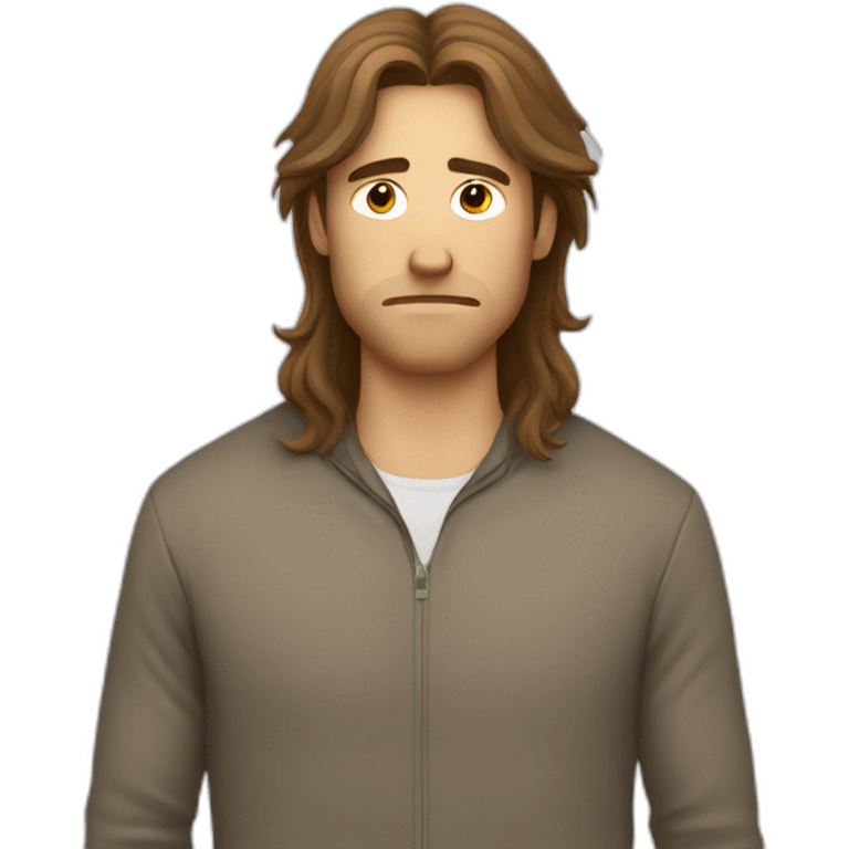 White guy brown long hair being tired and depressed because the weather sucks emoji