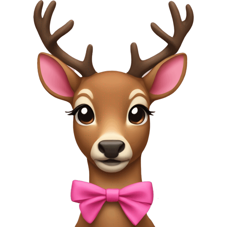 Deer wearing a brown/pink bow emoji