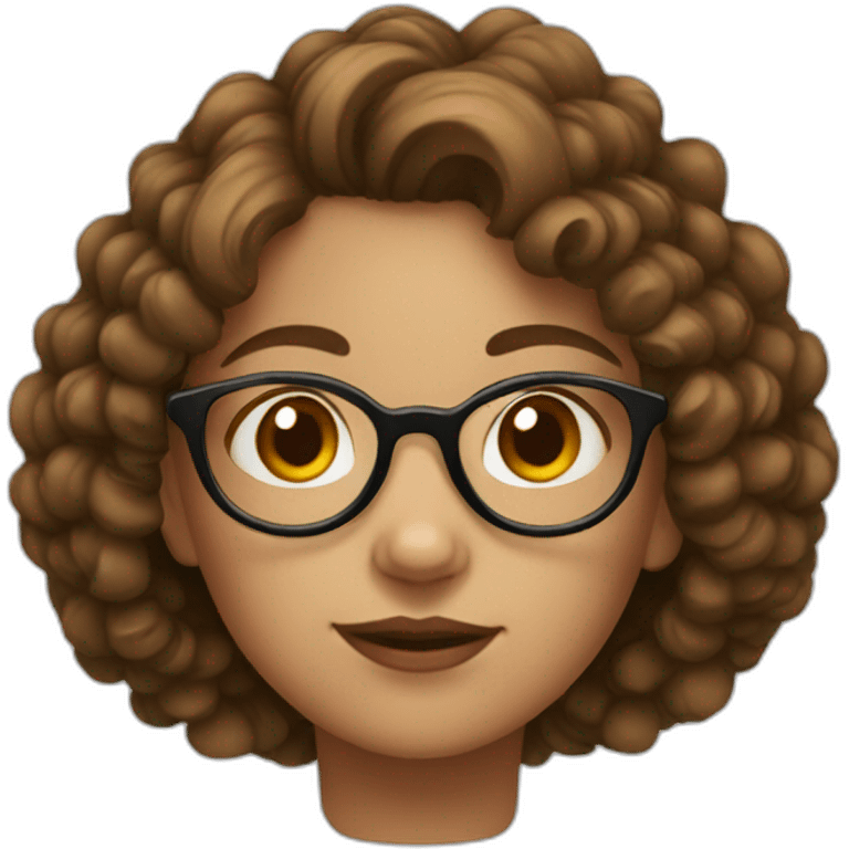 girl with round glasses and short brown curly hair emoji