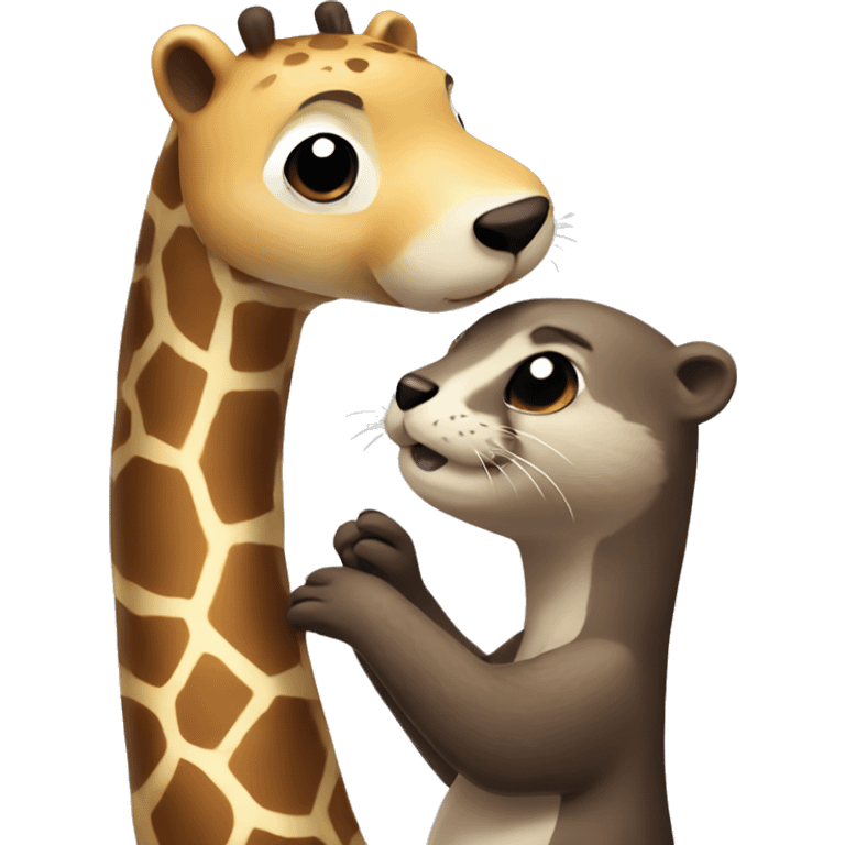 River otter and giraffe hugging  emoji