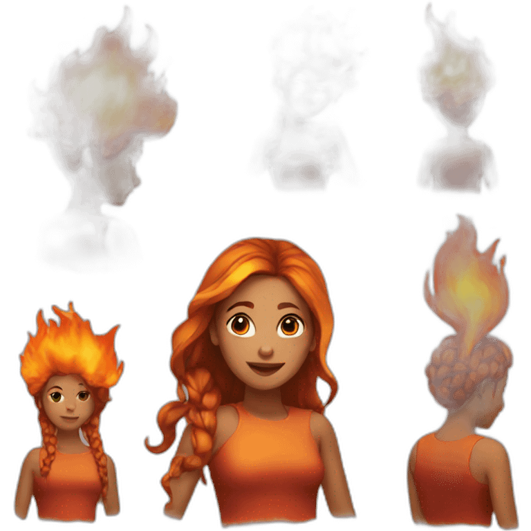 girl with fire as hair emoji